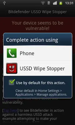 Bitdefender USSD Wipe Stopper android App screenshot 1